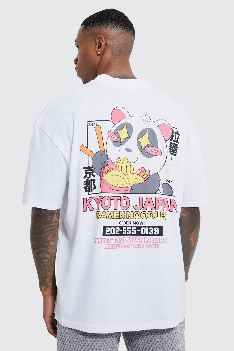 White Oversized Kyoto Panda Graphic T-shirt