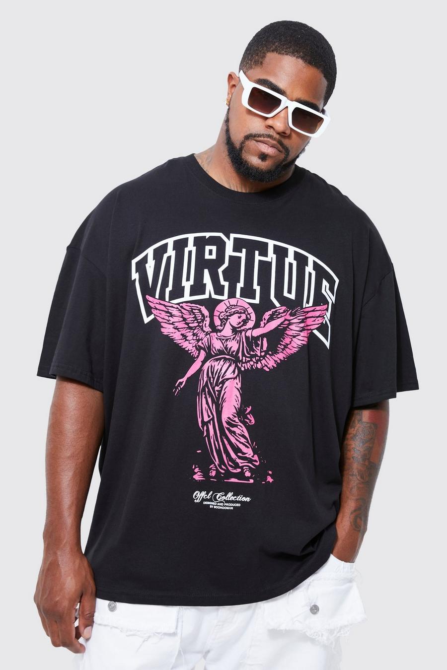 Black Plus Oversized Virtue Graphic T-shirt