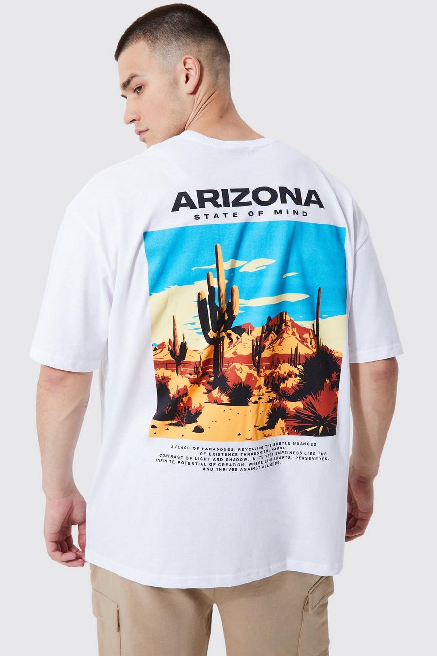 White Tall Oversized Scenic Back Graphic T-shirt image number 1