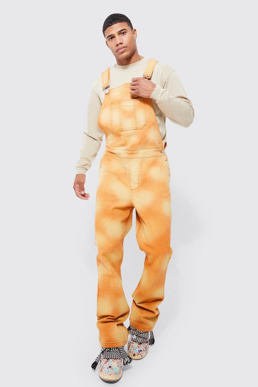 Orange Relaxed Flare Tinted Panel Dungarees