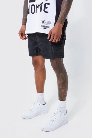 Black Elasticated Waist Toggle Cargo Short