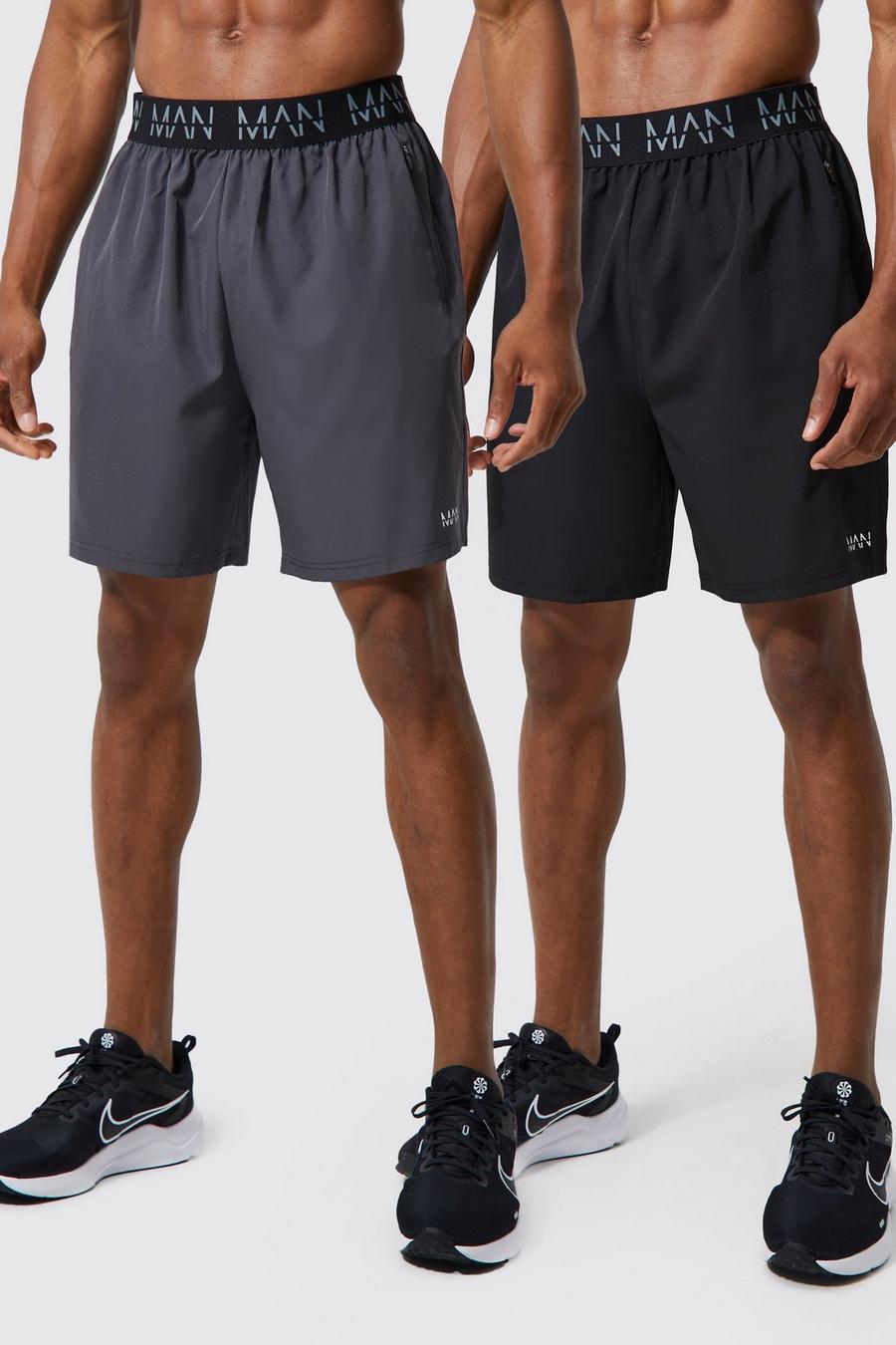 Pantaloncini Man Active Gym con tasche e zip - set di 2 paia, Multi image number 1