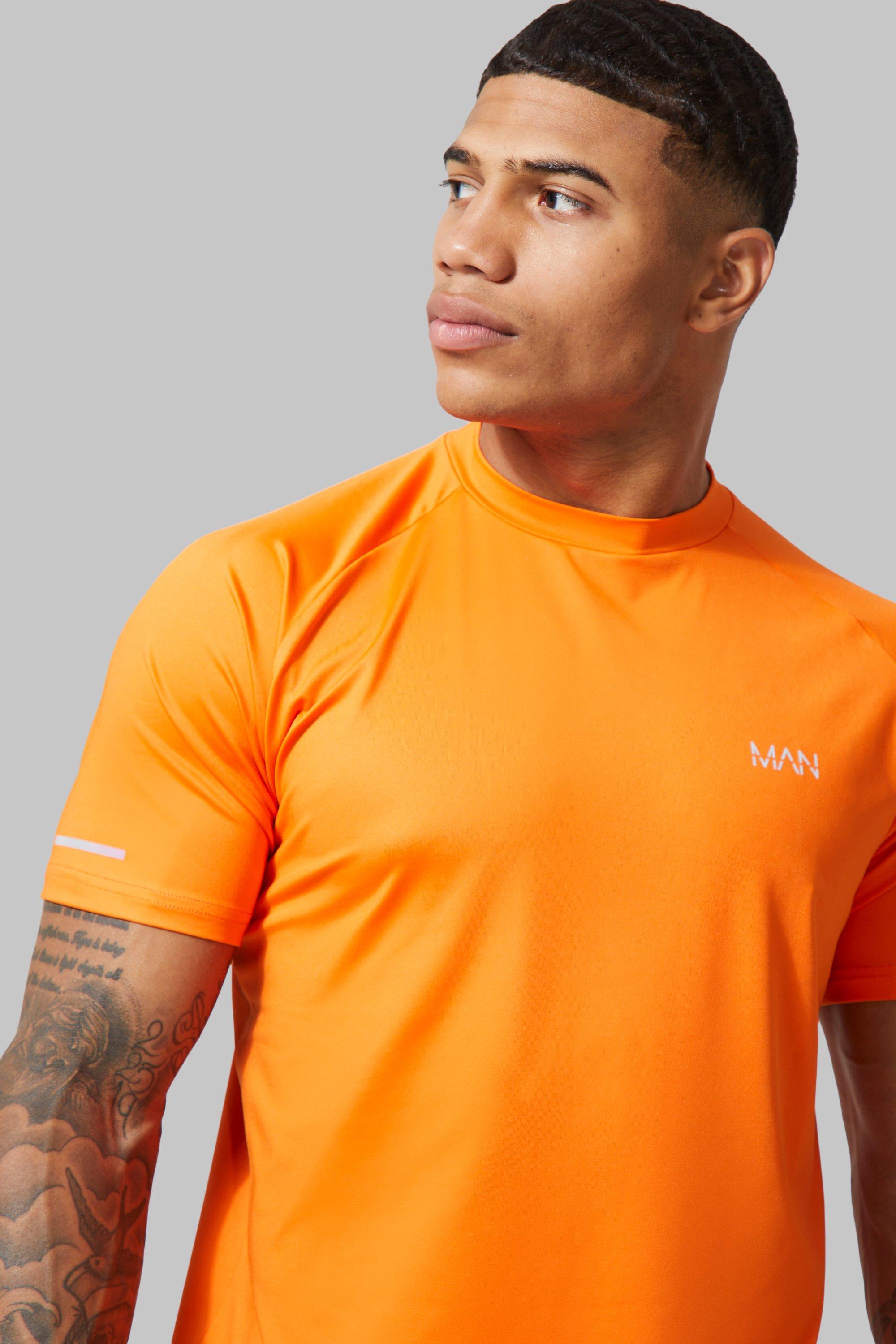 ◆ boohoo ◆アクティブ マッスルフィット Tシャツ/ orange Orange T-shirt Boohoo MAN Man Active Gym Raglan Regular Fit
