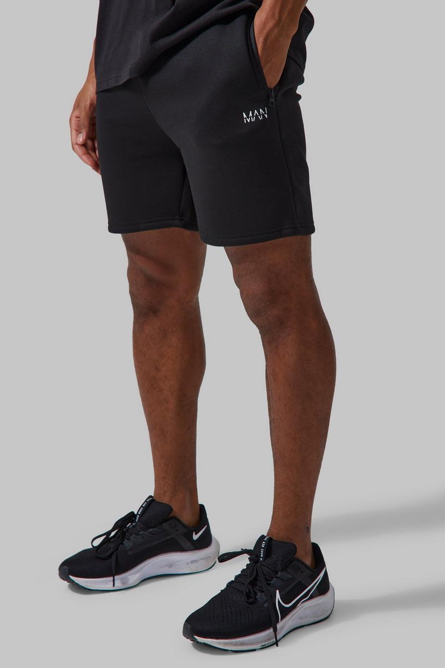 Black svart Man Active Gym Muscle Fit Shorts image number 1