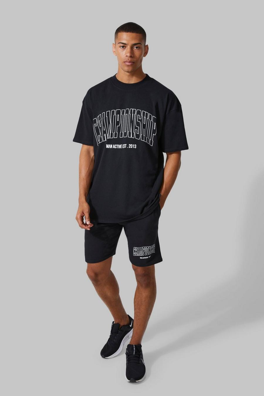 Black noir Man Active Oversized Championship Set Met Shorts