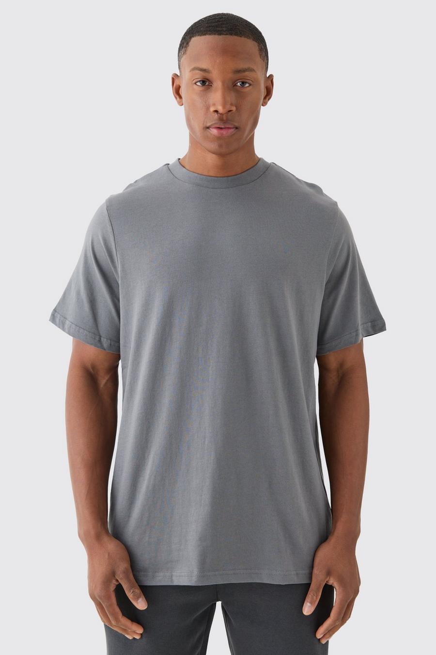 Charcoal Basic T-shirt med rund hals image number 1