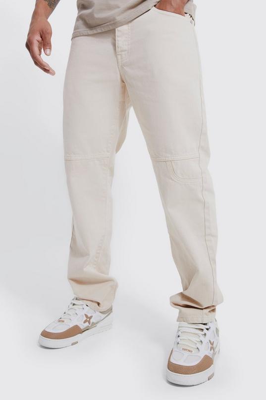 Men's Relaxed Fit Overdyed Panel Jeans | Boohoo UK