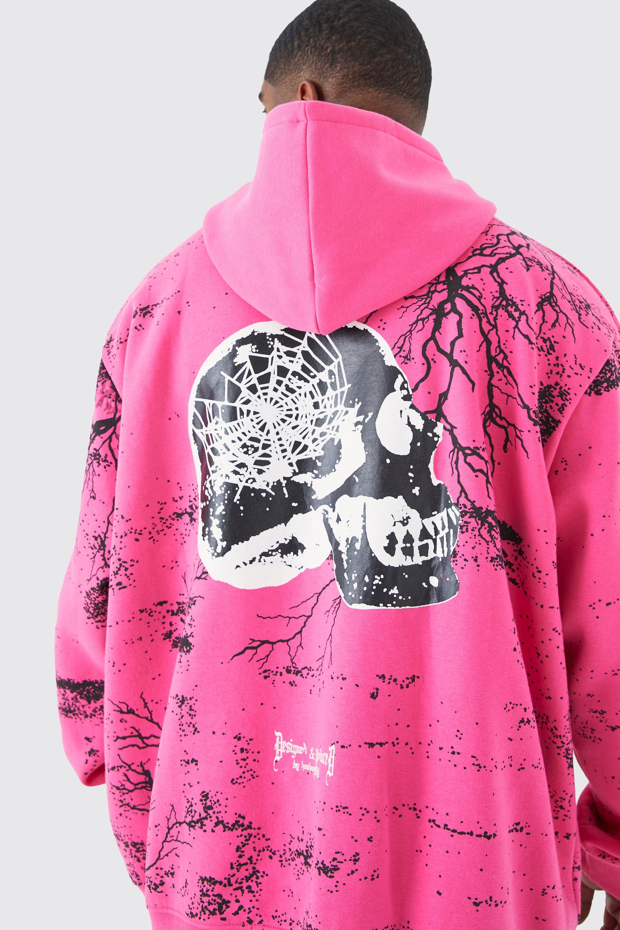 Pink sale skull hoodie