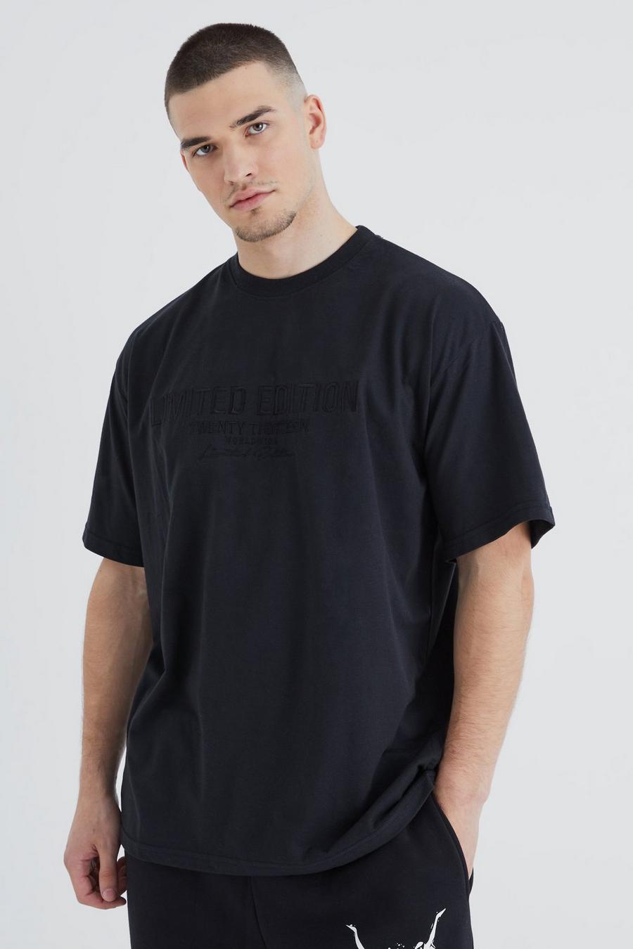 Black Tall Geborduurd Slim Fit Limited Edition T-Shirt image number 1