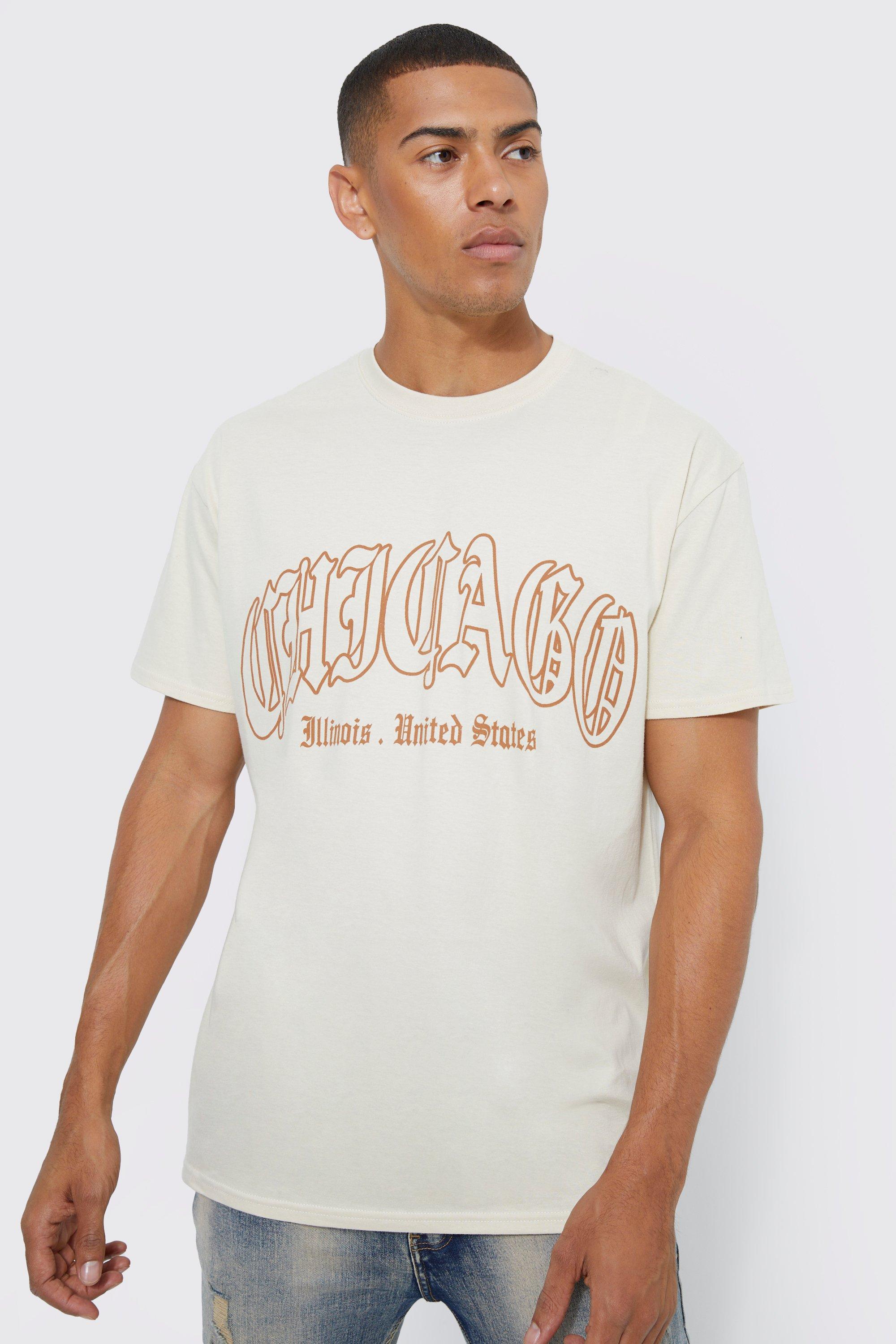 Chicago Printed Longline Round Neck T-shirt