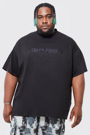 Black Plus Oversized Embroidered Limited T-shirt