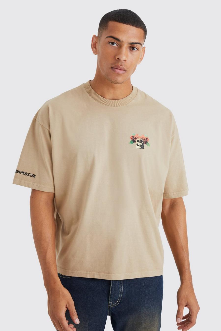 Camiseta oversize recta con estampado gráfico de False Prophets, Sand image number 1