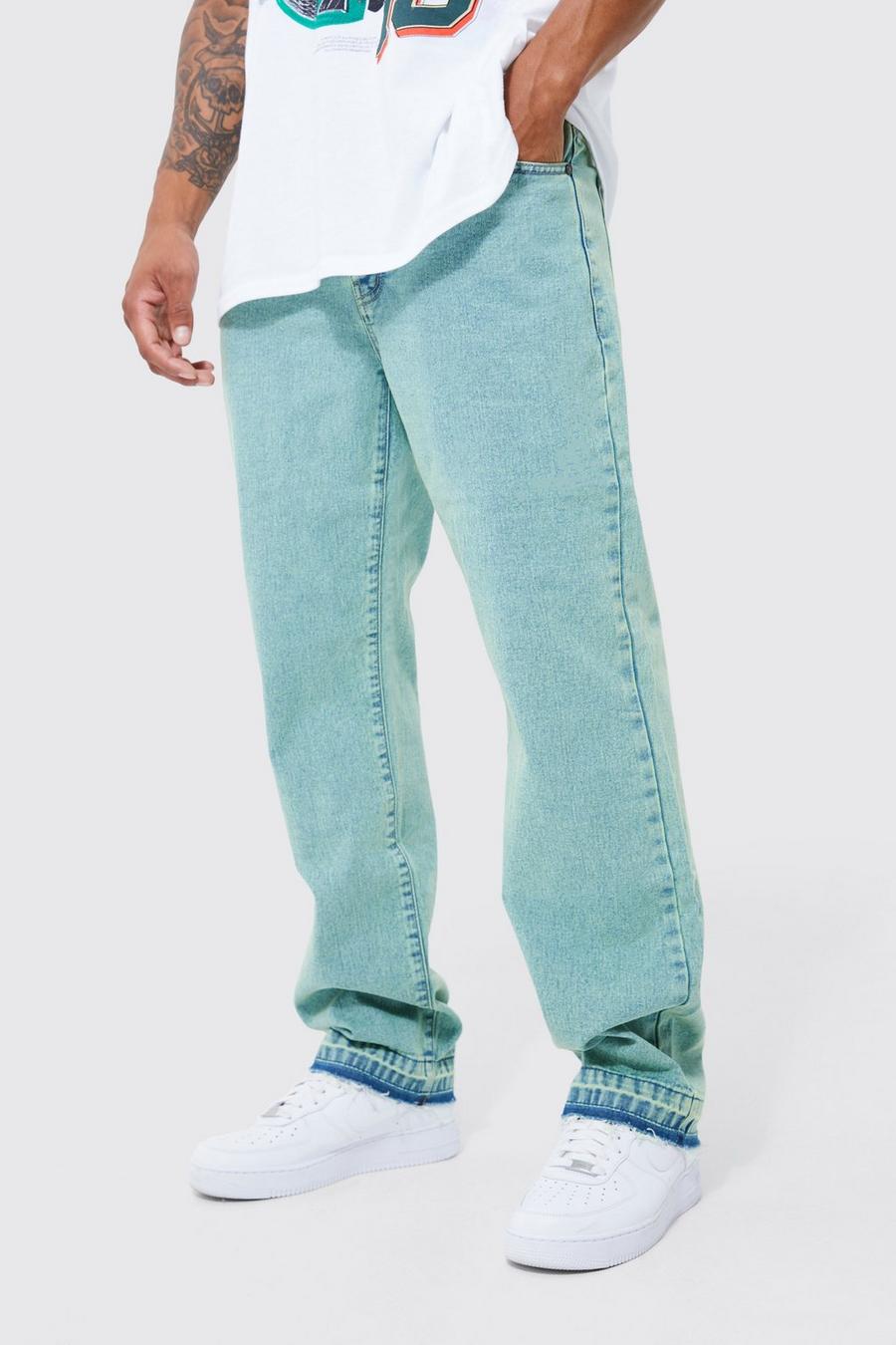Green Relaxed Rigid Acid Wash Jeans