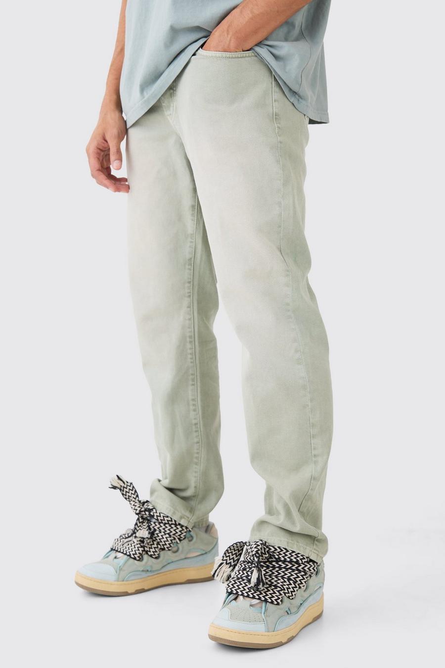 Sage grön Relaxed Fit Overdye Jeans
