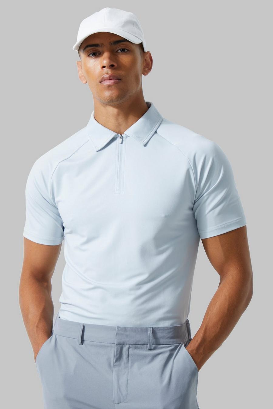 Man Active Golf Poloshirt, Light grey