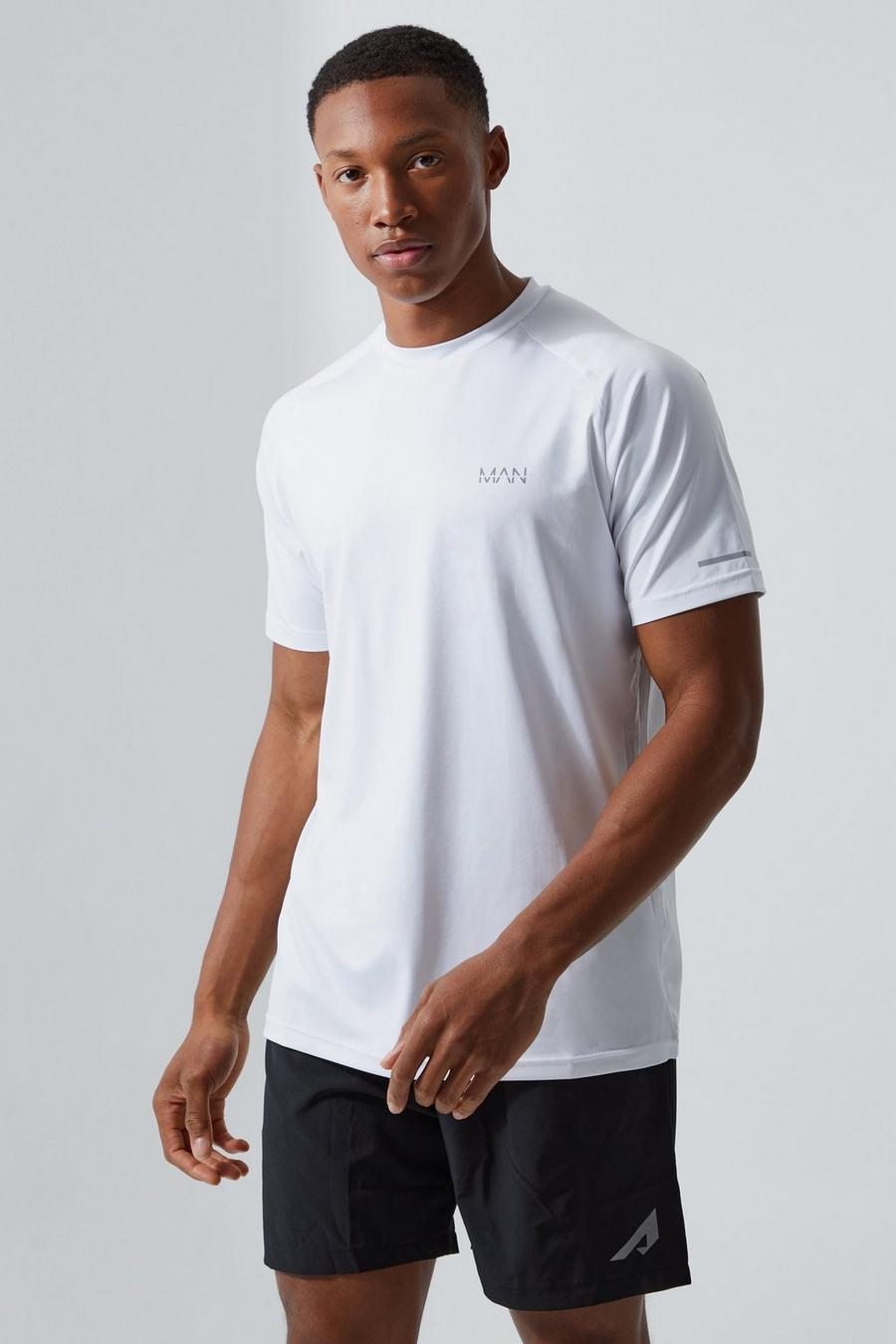 T-shirt Man Active Gym con maniche raglan, White blanco