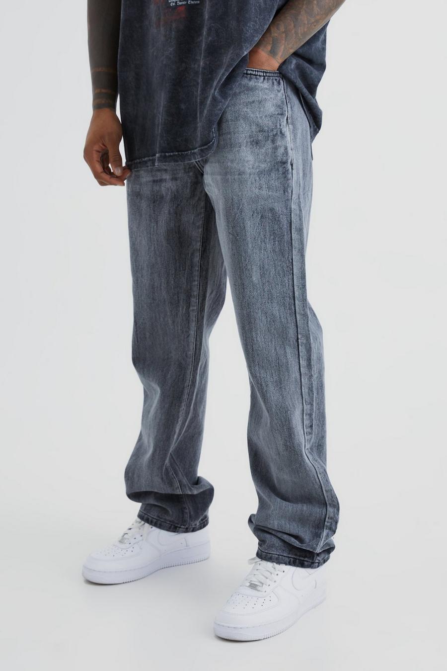 Charcoal Relaxed Rigid Bleached Jeans image number 1