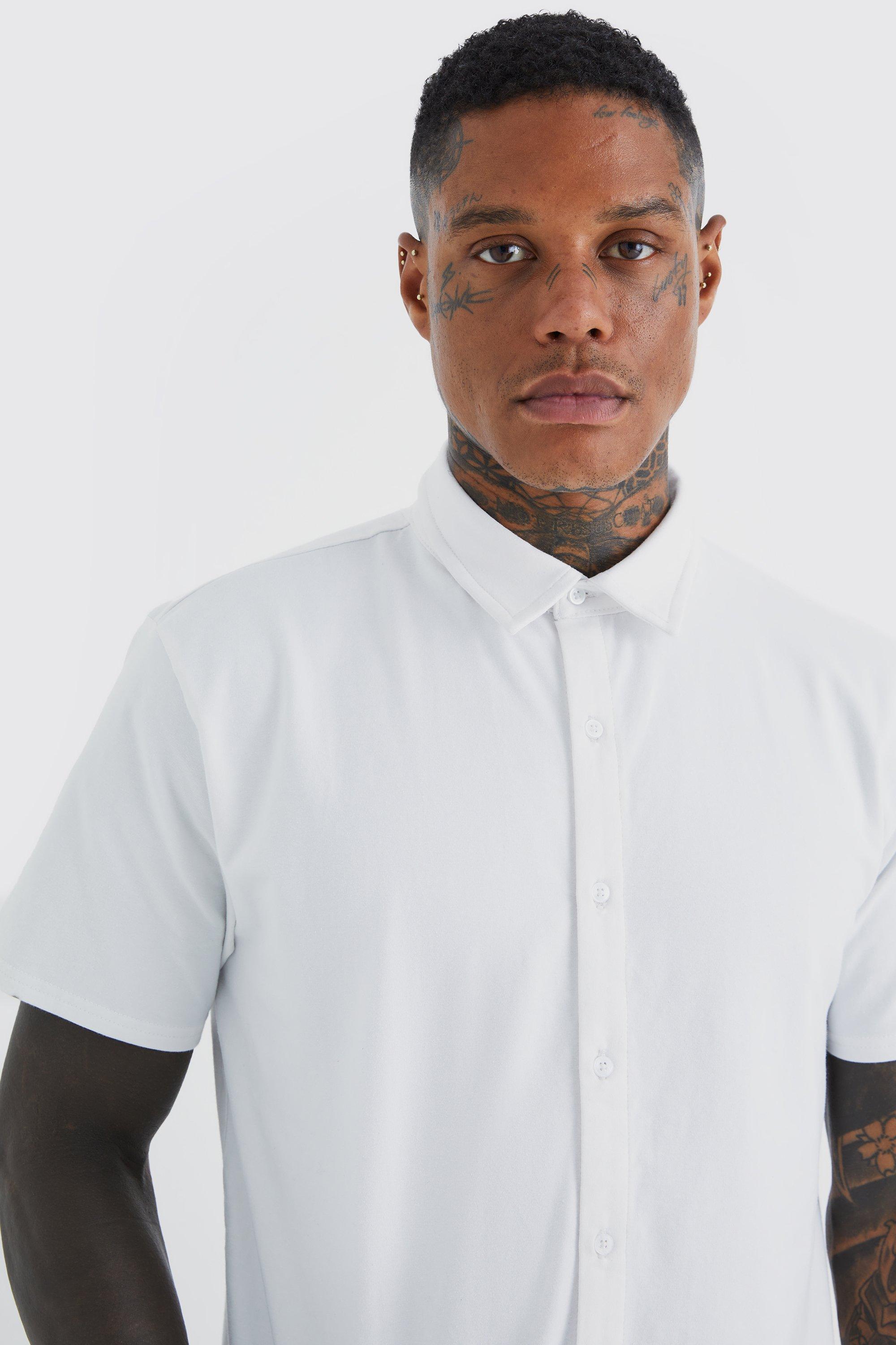 Short Sleeve Jersey Slim Fit Shirt boohoo