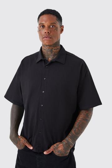 Black Short Sleeve Boxy Jersey Shirt