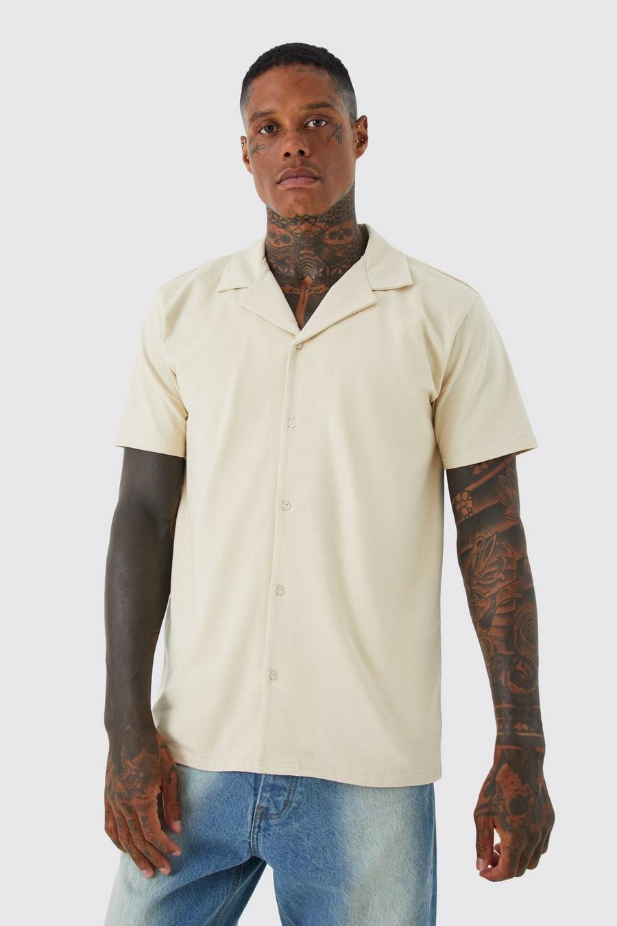 Stone Kortärmad skjorta i jersey med bowlingkrage image number 1