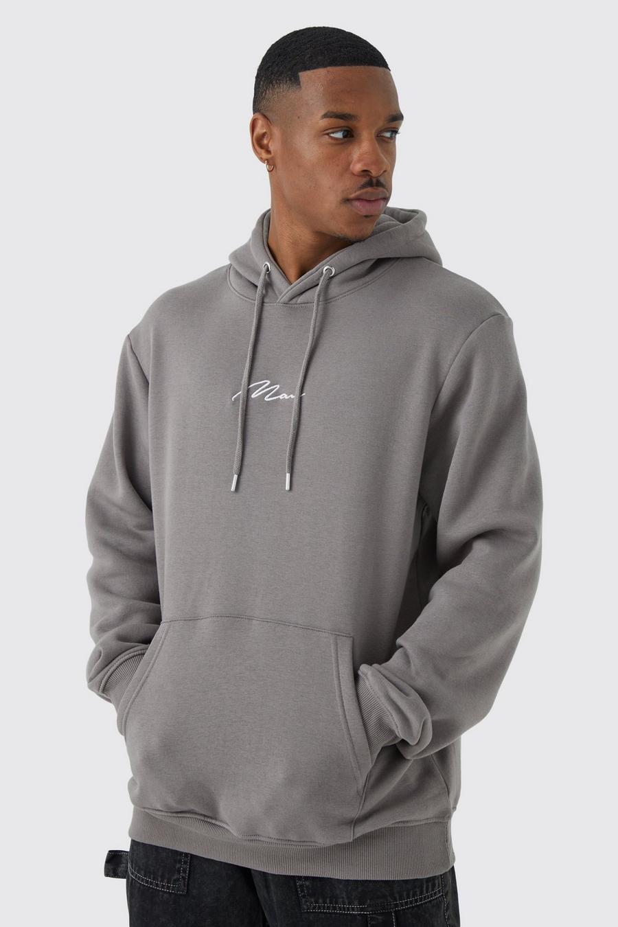 Dark grey Man Signature Oversize hoodie image number 1