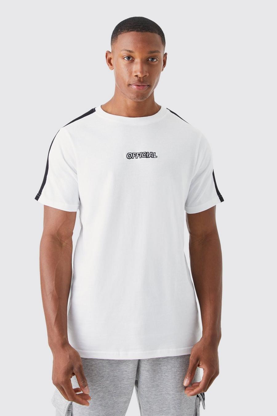 White Gestreept Official T-Shirt Met Print image number 1
