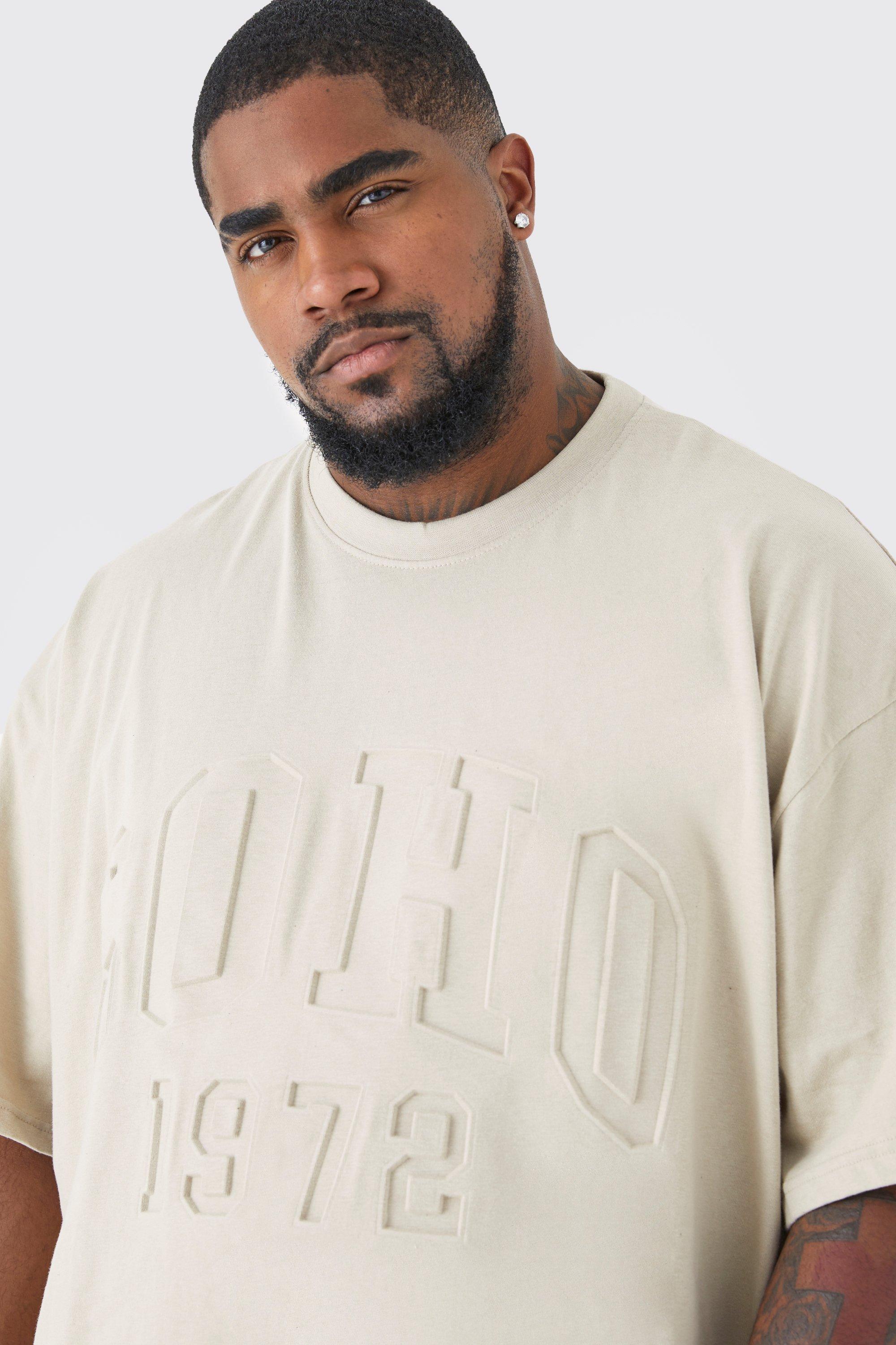 Plus Oversized Soho Varsity Debossed T shirt