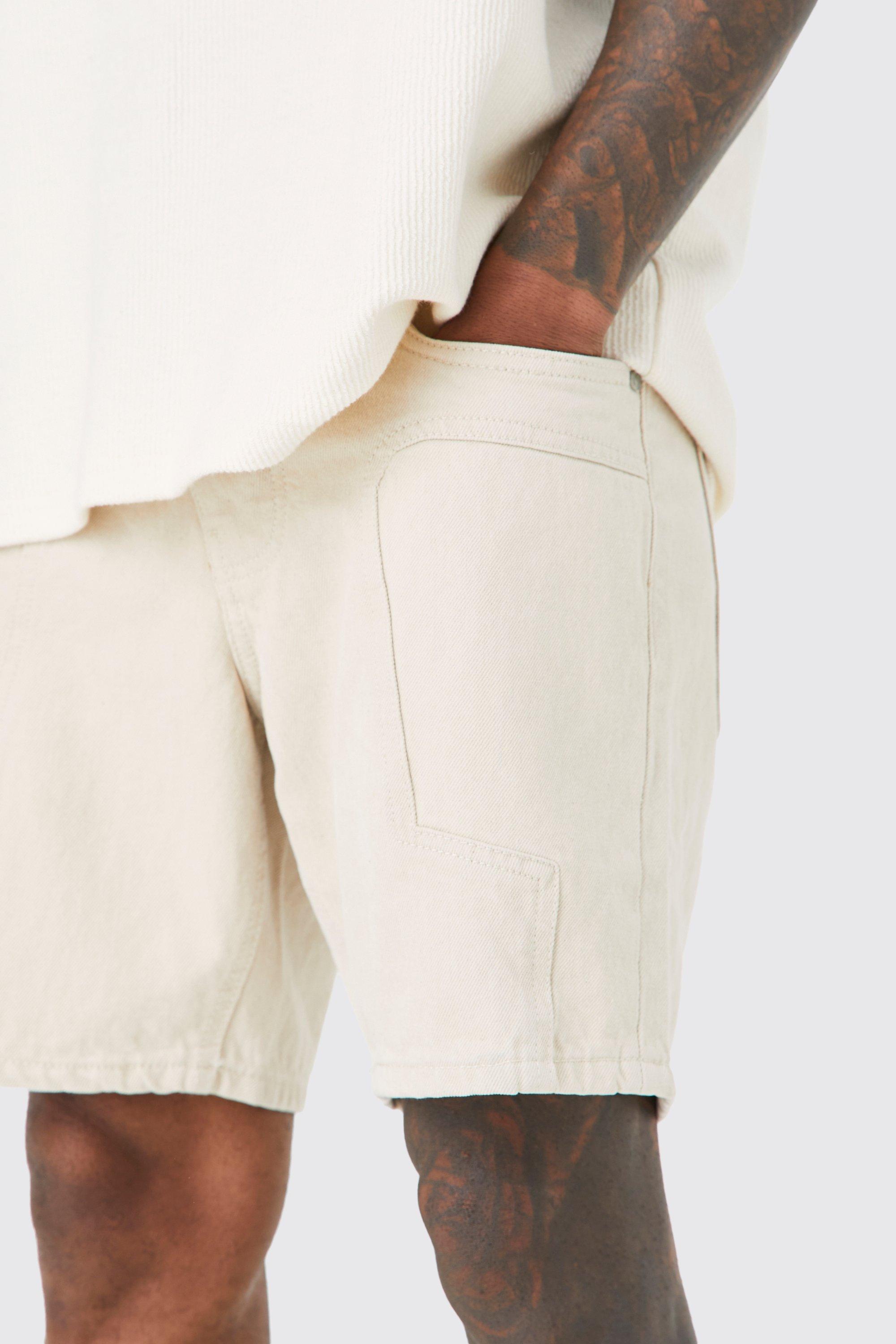 Mens beige 2024 denim shorts