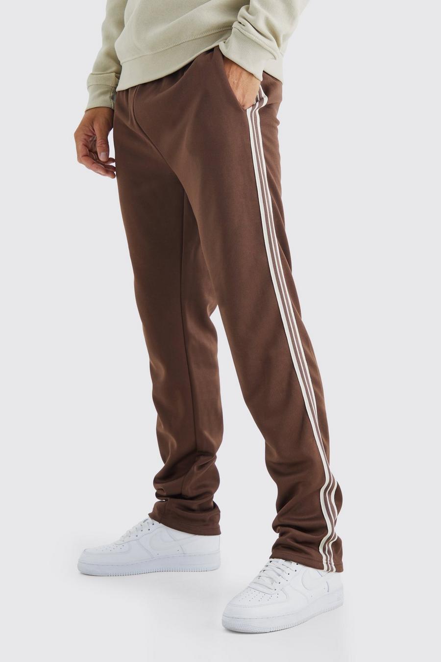 Pantalón deportivo Tall de tejido por urdimbre con franja lateral, Coffee marrone