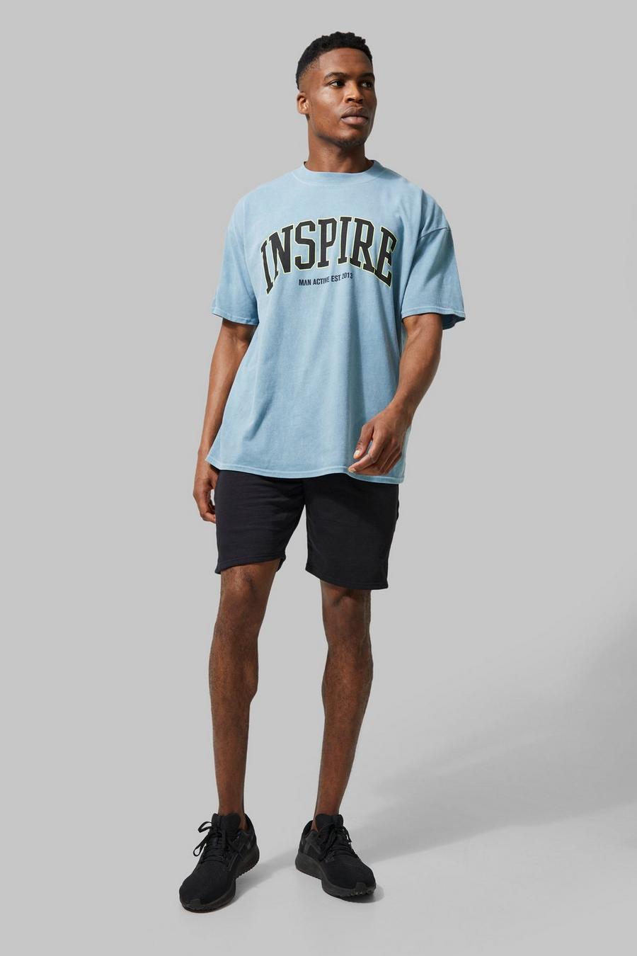Man Active Oversize Inspire Shorts-Set, Dusty blue