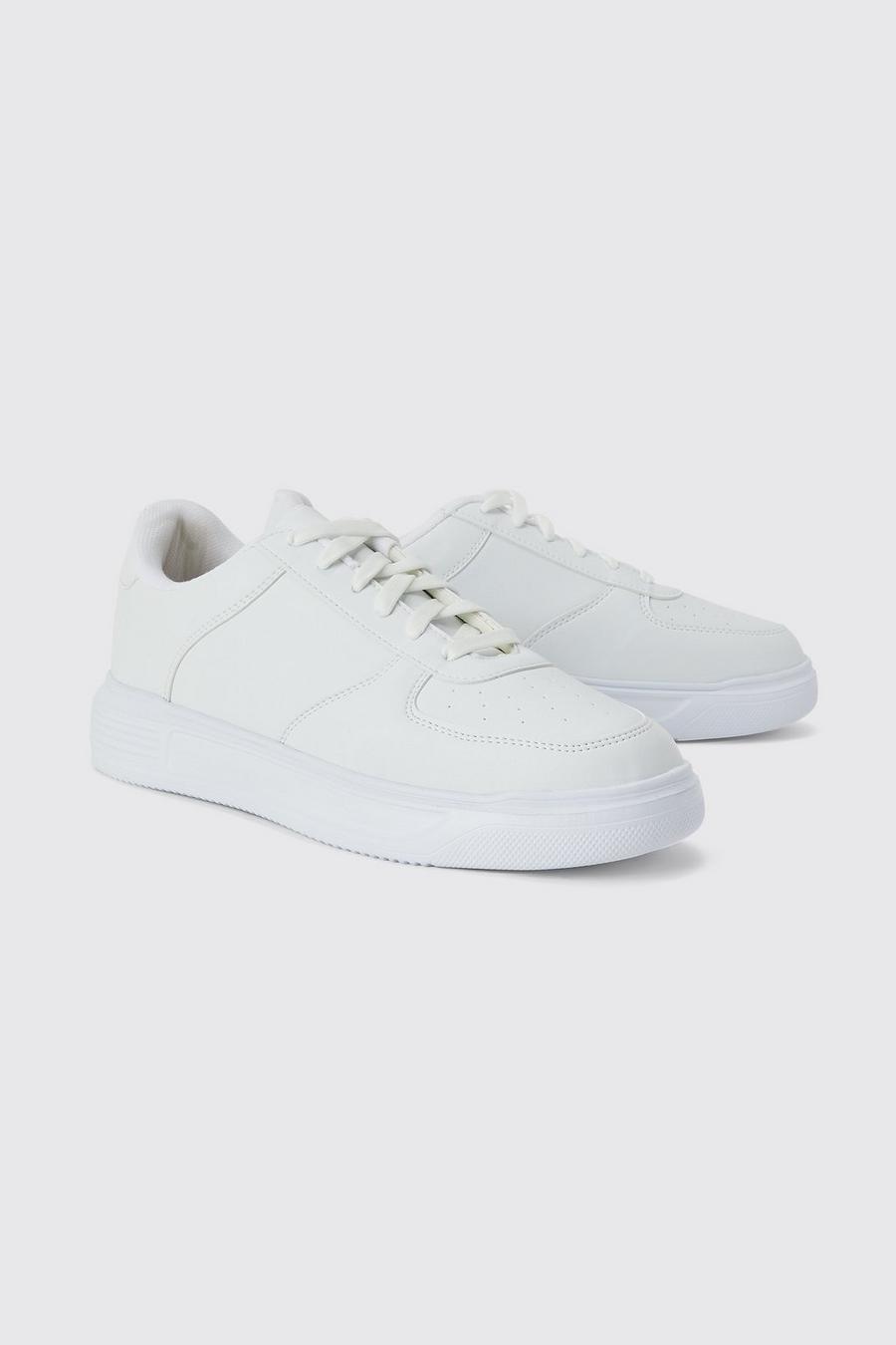 Ecru Smart Faux Leather Sneakers image number 1