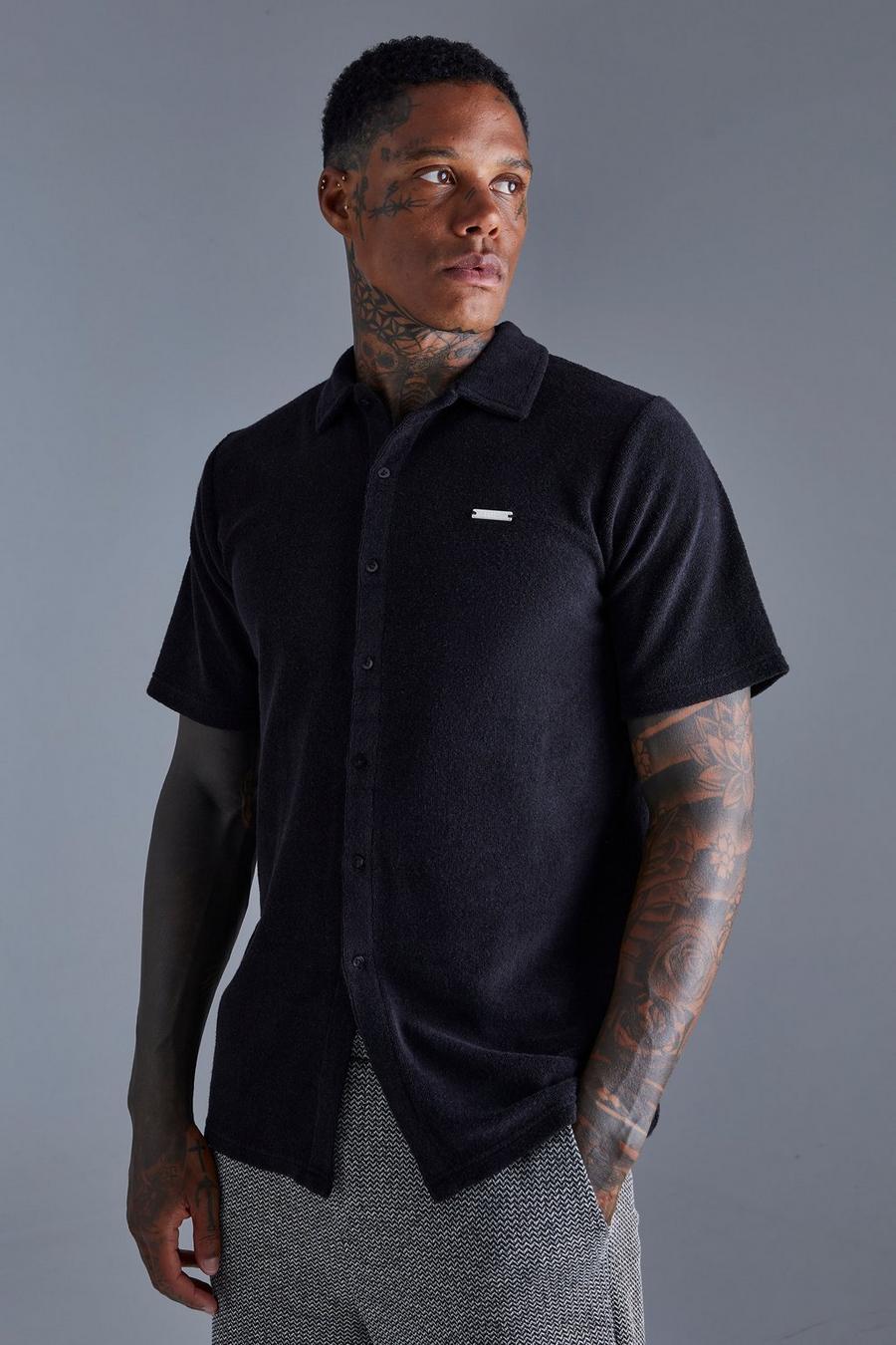 Black Premium Regular Fit Badstoffen Jersey Overhemd image number 1