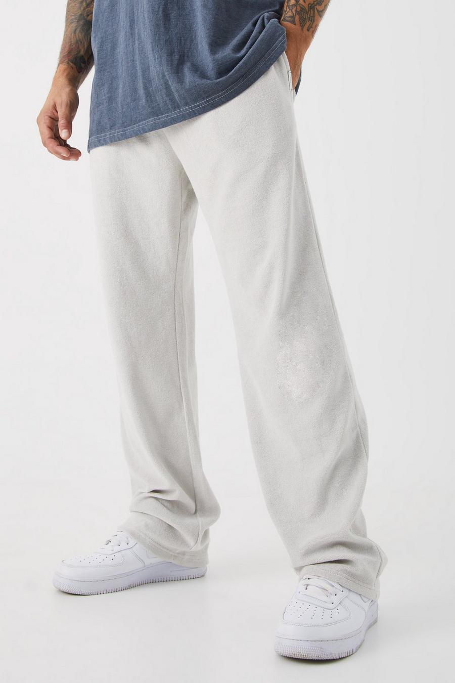 Pantalón deportivo holgado de felpa Premium, Light grey