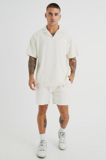 Oversized Premium Revere Polo & Short Set ecru