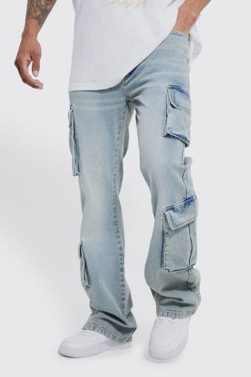 Blue Baggy Fit Cargo Jeans