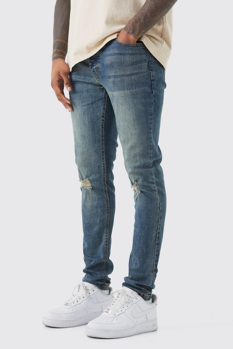 Antique wash Super Skinny Jeans With Knee Rips image number 1