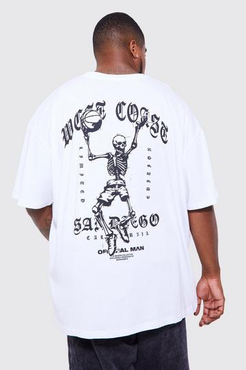 White Plus Oversized Coast Skeleton Baller T-shirt