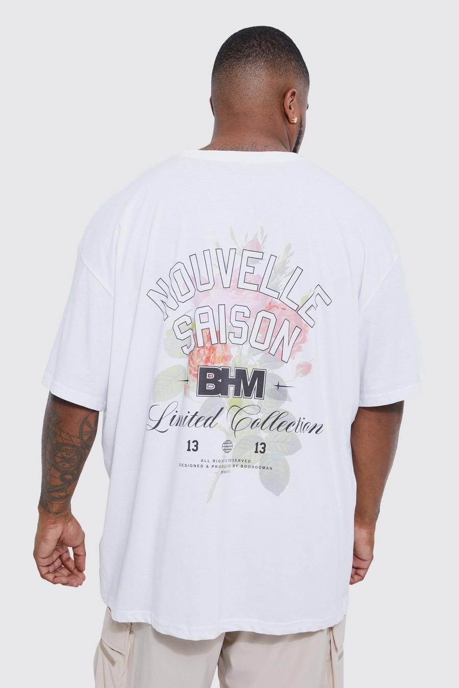 White bianco Plus Oversized Floral Back Graphic T-shirt