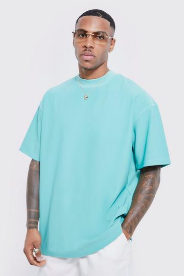 Oversized Extended Neck Ottoman Rib T-shirt teal