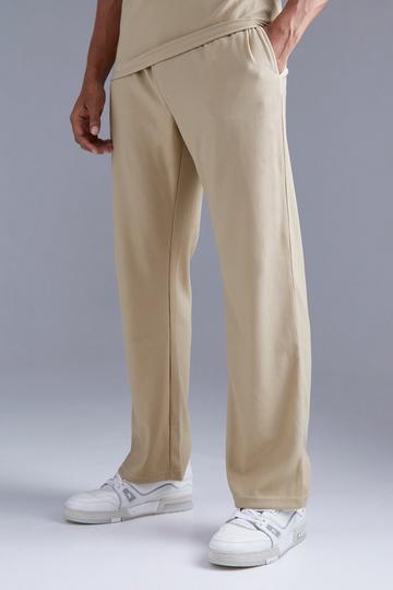 Stone Beige Straight Leg Ribbed Jogger