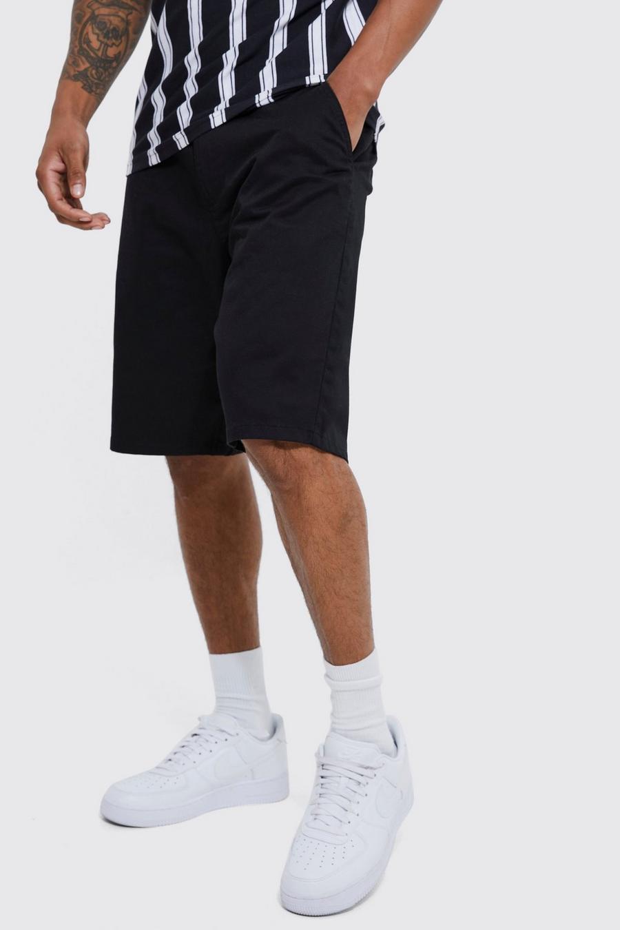 Black Stretch Skinny Fit Chino Shorts Met Tailleband