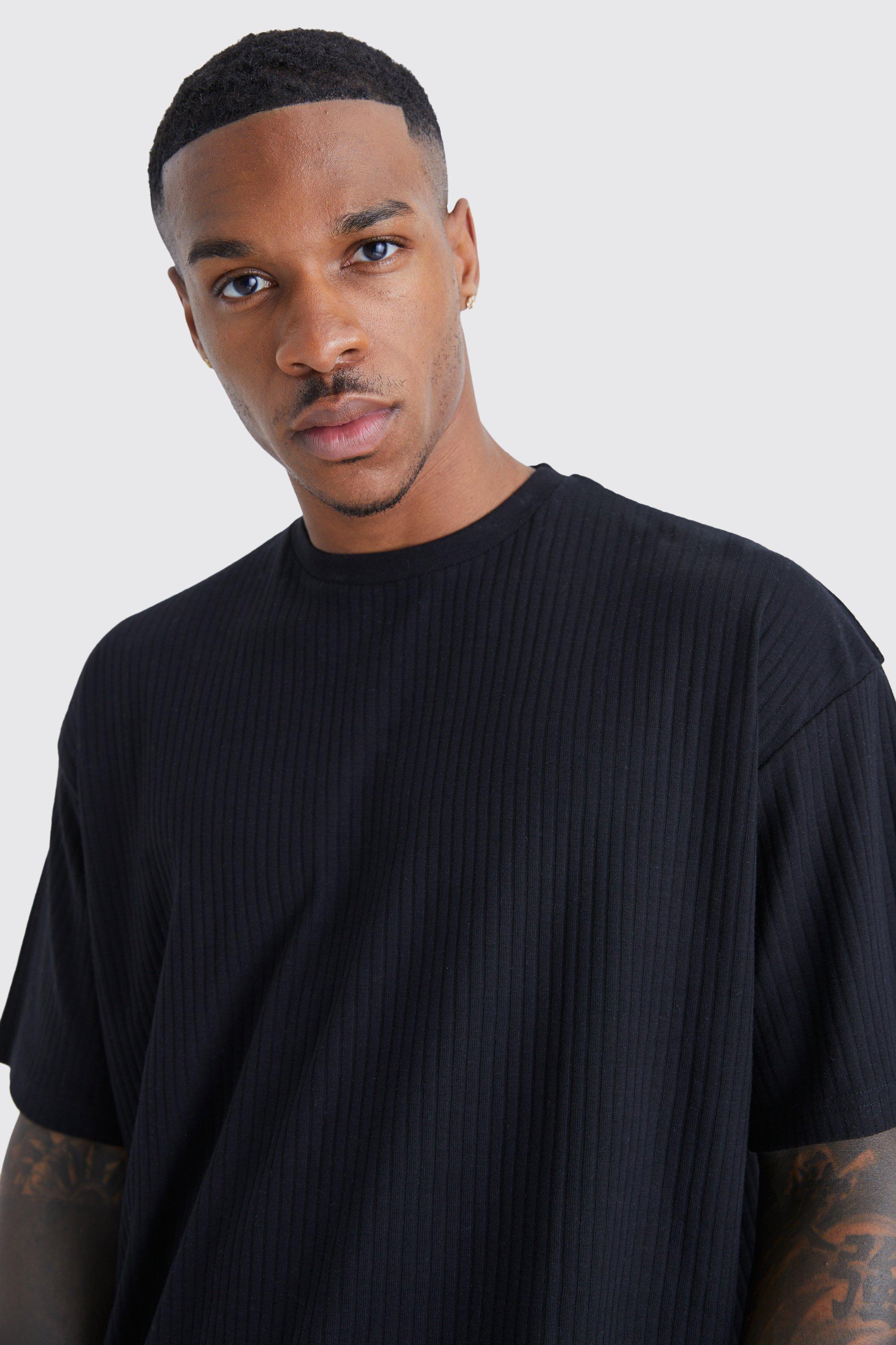 Black ribbed t store shirt