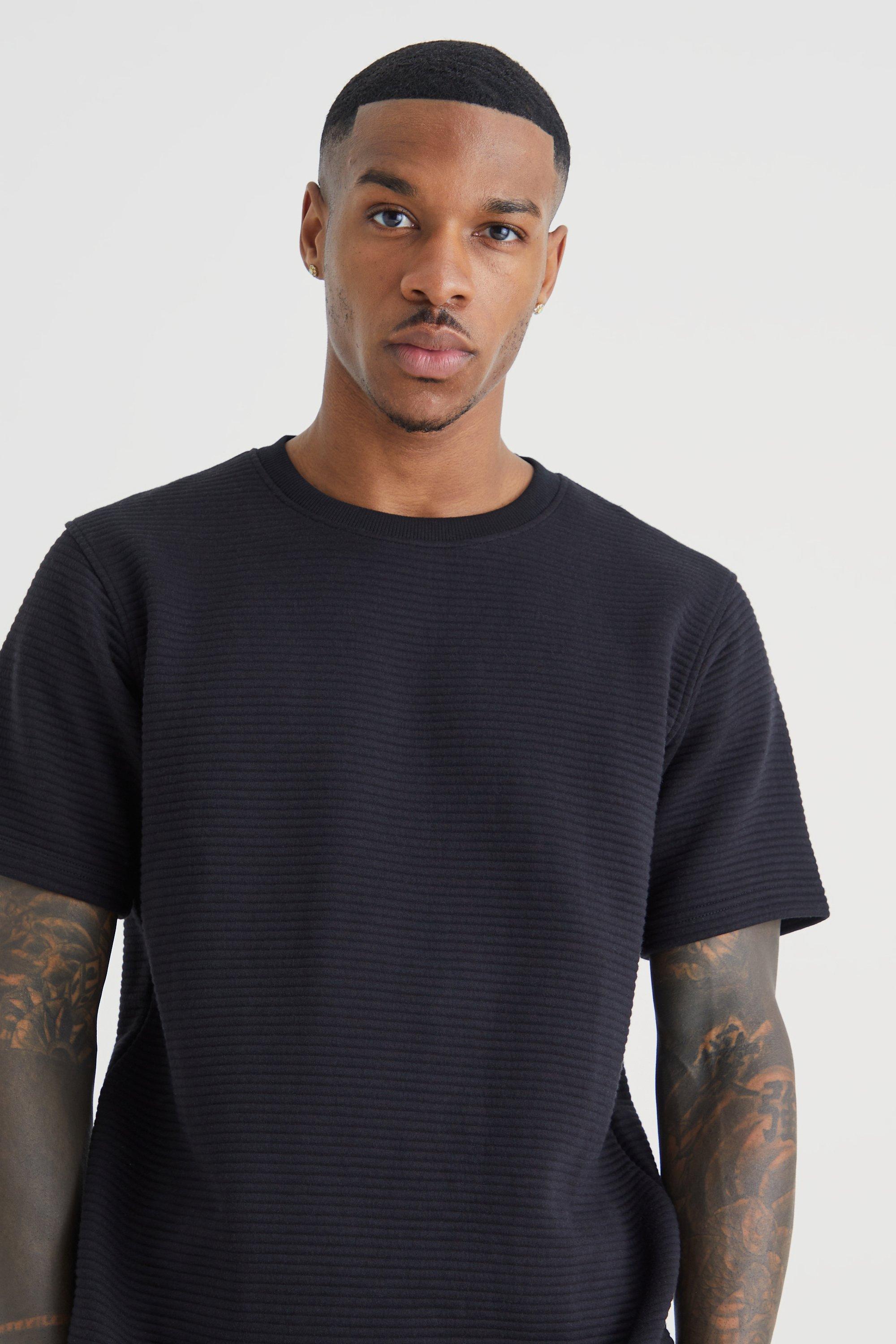 Slim Fit Ribbed Jersey T-shirt | boohoo