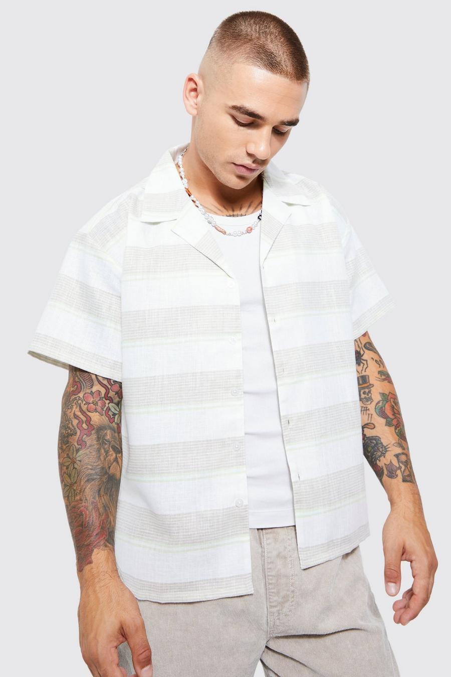 Sage gerde Short Sleeve Boxy Colour Pop Stripe Shirt image number 1