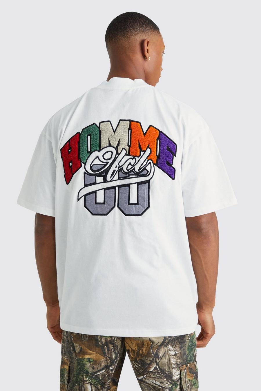 T-shirt oversize délavé universitaire, White image number 1