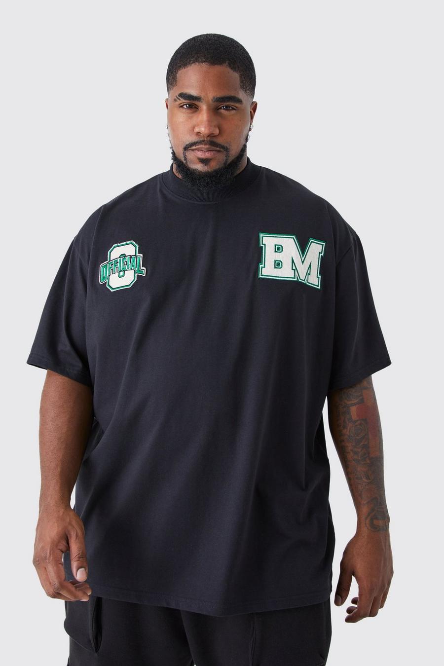 Grande taille - T-shirt oversize universitaire, Black image number 1