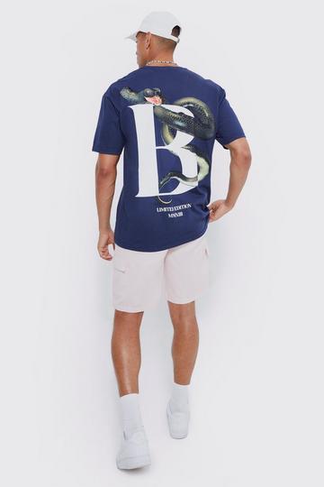 Oversized Overdyed Snake B Graphic T-shirt cobalt