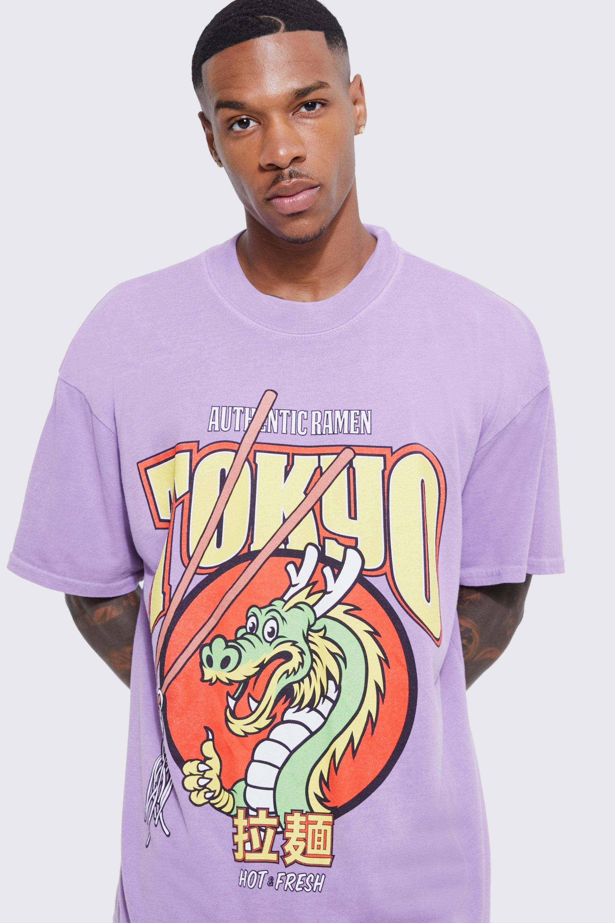 Oversized Overdyed Dragon Noodles T shirt boohoo