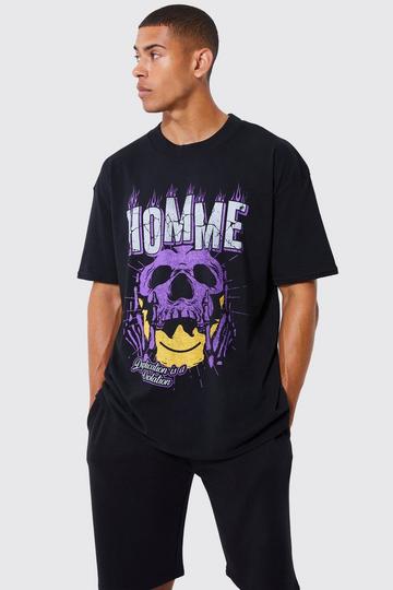 Oversized Homme Skull Graphic T-shirt black