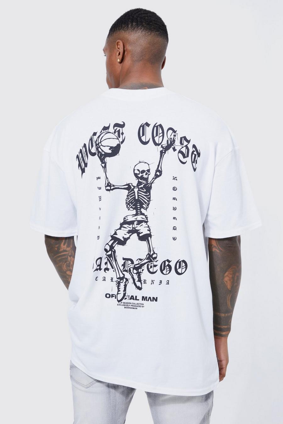White Oversized West Coast Skeleton Baller T-shirt
